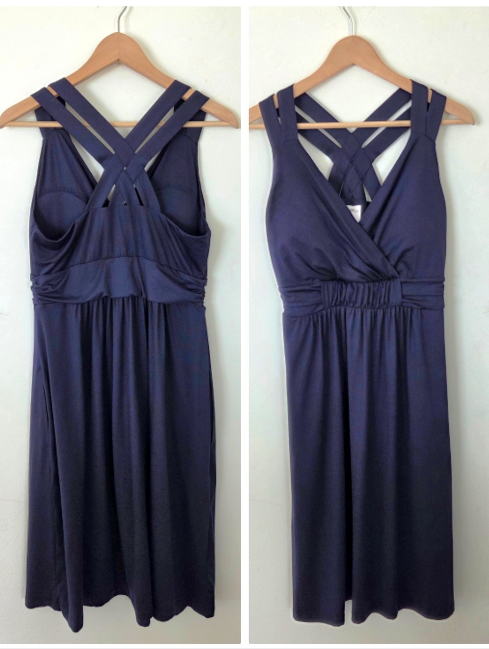 Soma Soft Jersey Navy Blue Sleeveless Cross-Back Midi Bra Dress Casual Beach - Picture 12 of 12